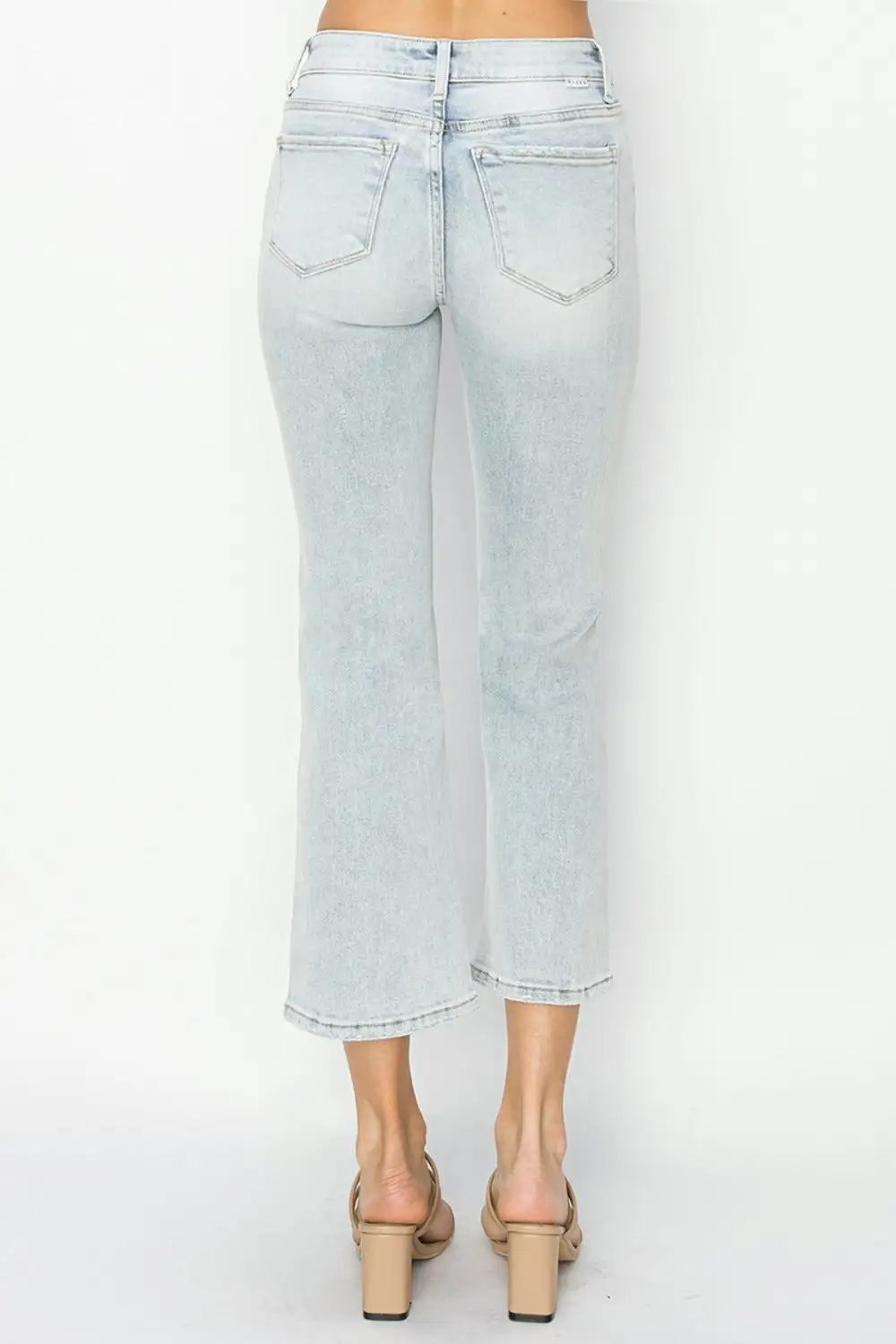 Mid Rise Cropped Flared Denim Jeans