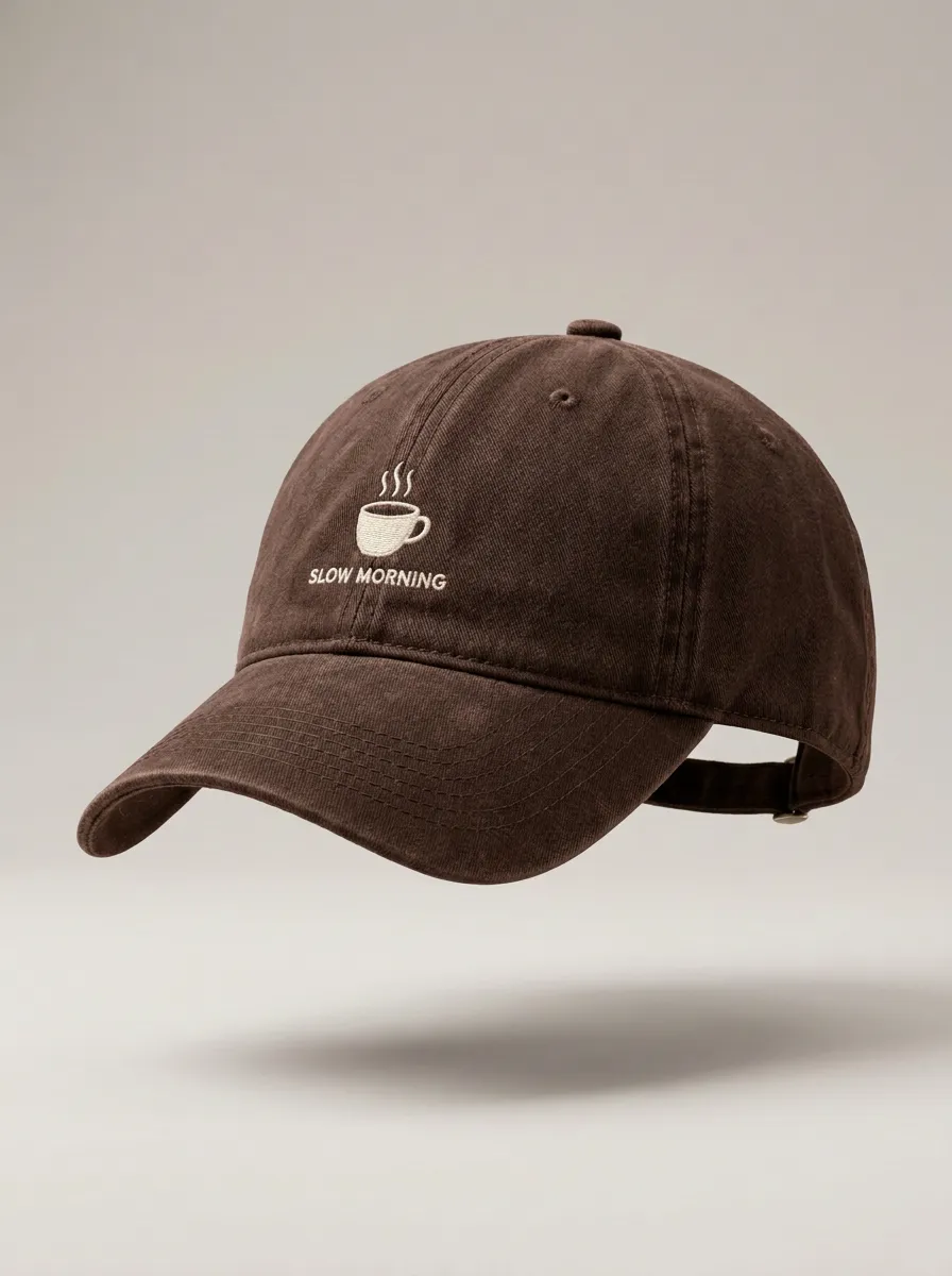 Modern Design Coffee-Lover Slow-Morning Embroidered Unisex Baseball Cap
