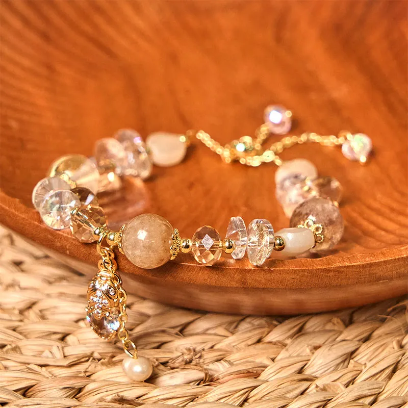 Natural Citrine Strawberry Quartz Pixiu Bracelet