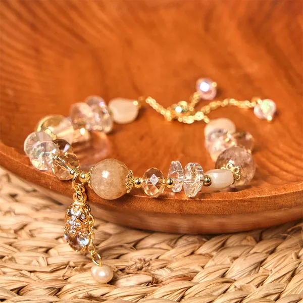 Natural Citrine Strawberry Quartz Pixiu Bracelet