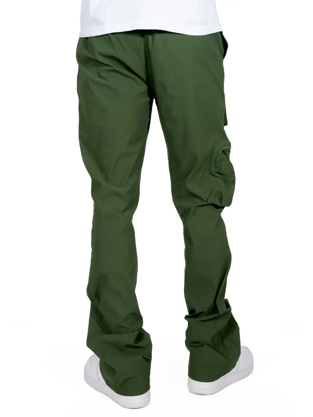 Nylon Stacked Pants Dark Olive