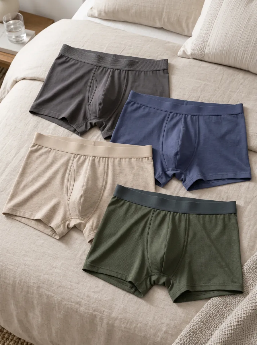 Men's Multi-Color Solid Plain Boxer Briefs Set