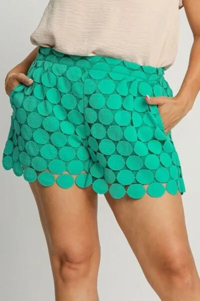 Relaxed Full Size Polka Dot Lace Shorts