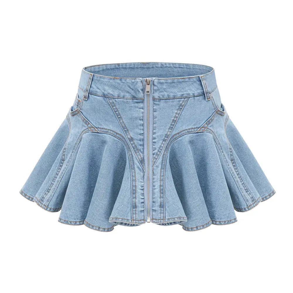 Denim Ruffle Skirt