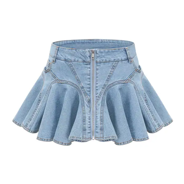 Denim Ruffle Skirt