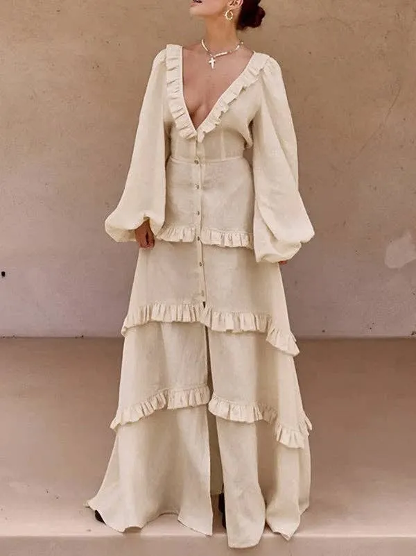 A-Line Maxi Pleated Dress