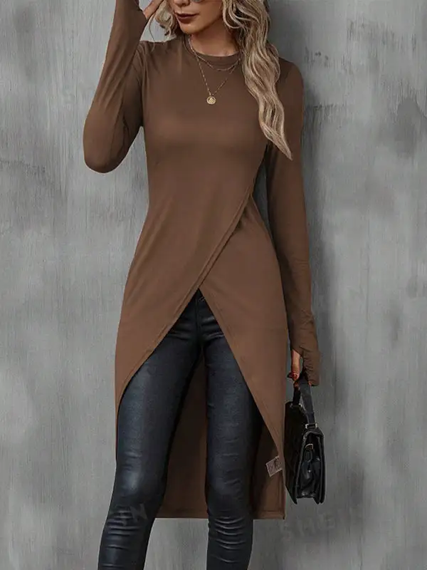 Bodycon High Low Round Neck T-Shirt