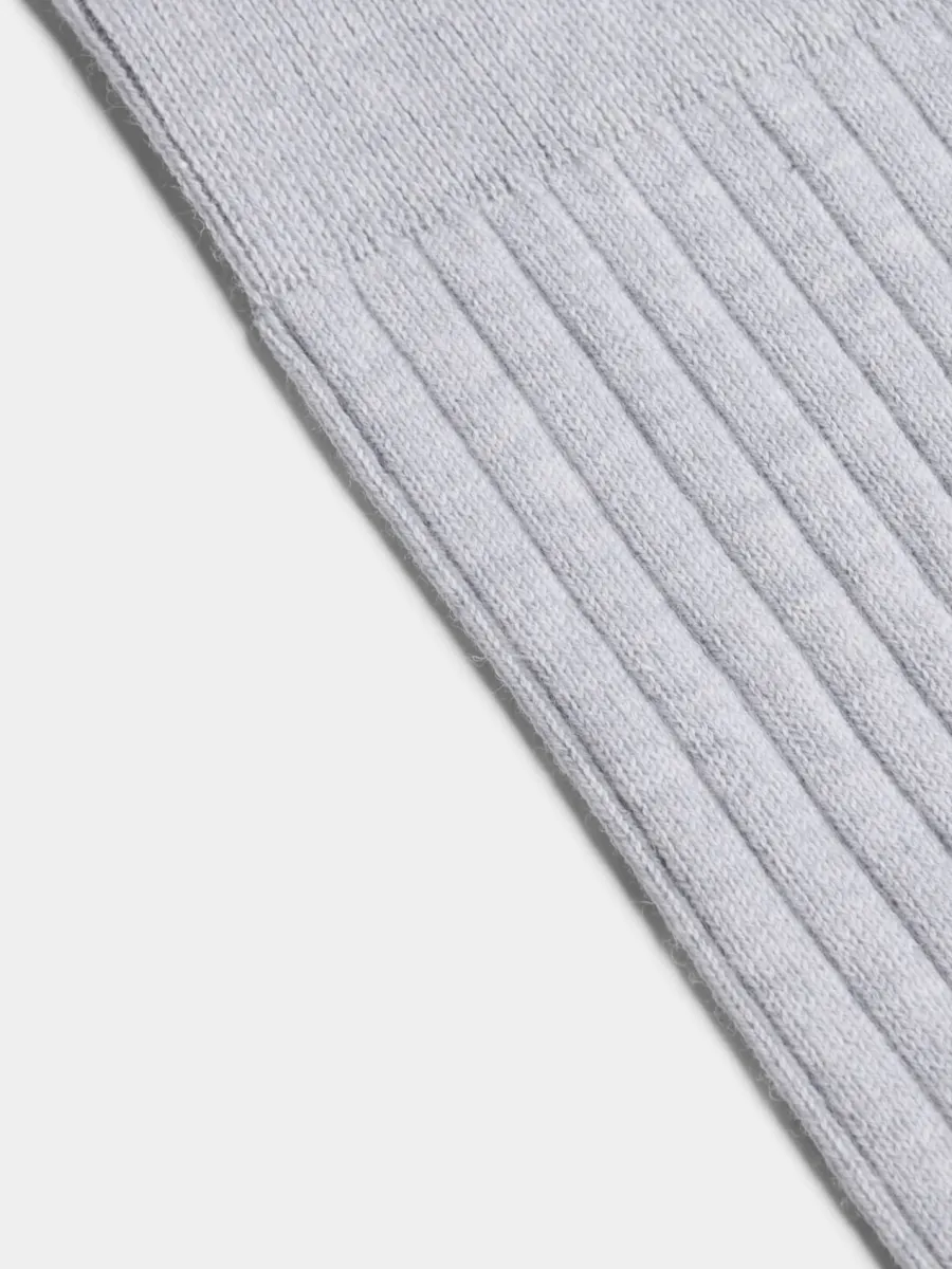 Light Gray Ribbed Crew Socks