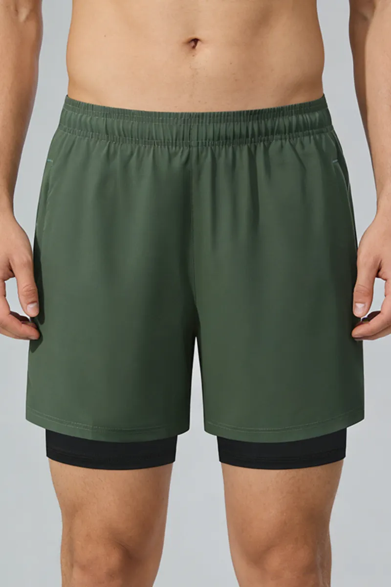 Drawstring Dual Layer Lightweight Athletic Shorts