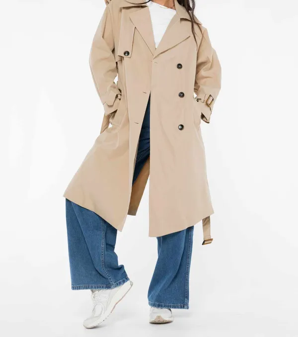 Beige Belted Trench Coat