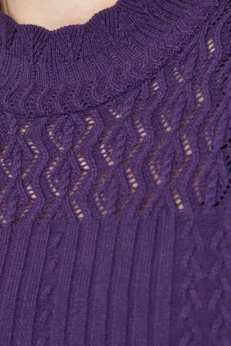 Casual Style High Neck Pointelle Sweaters