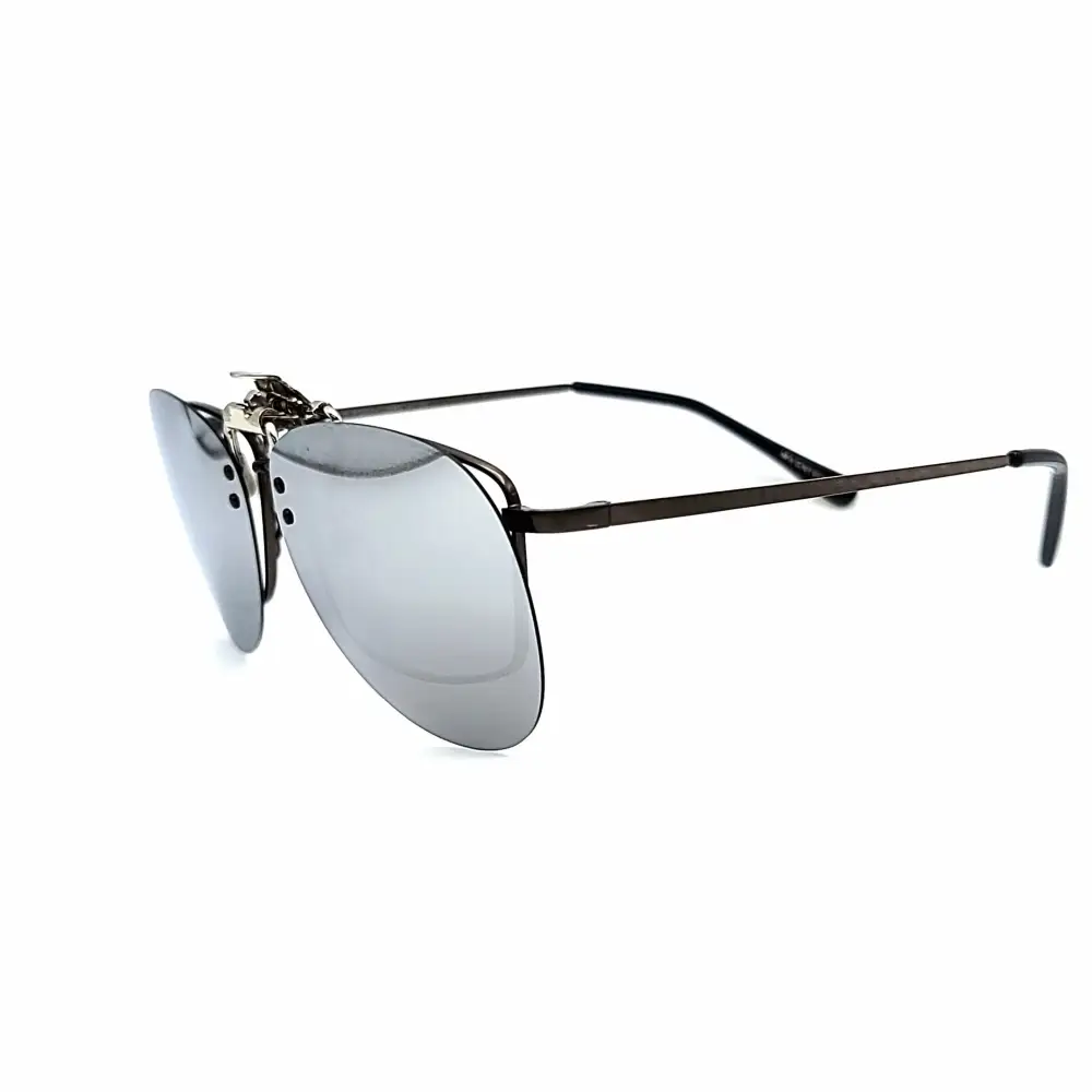 60mm Aviator Polarized Flip-Up Clip-On Sunglasses