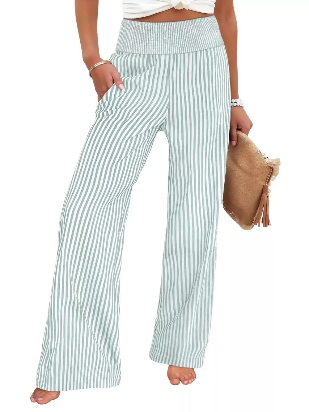 Refined Striped Wide Leg Pants