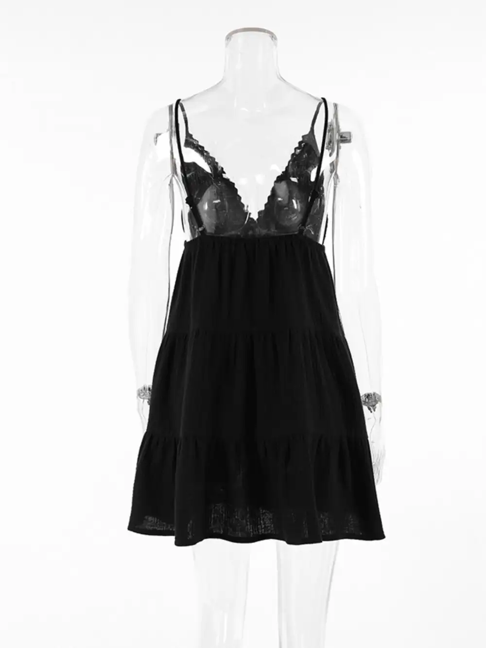 V Neck Tiered Mini Dress