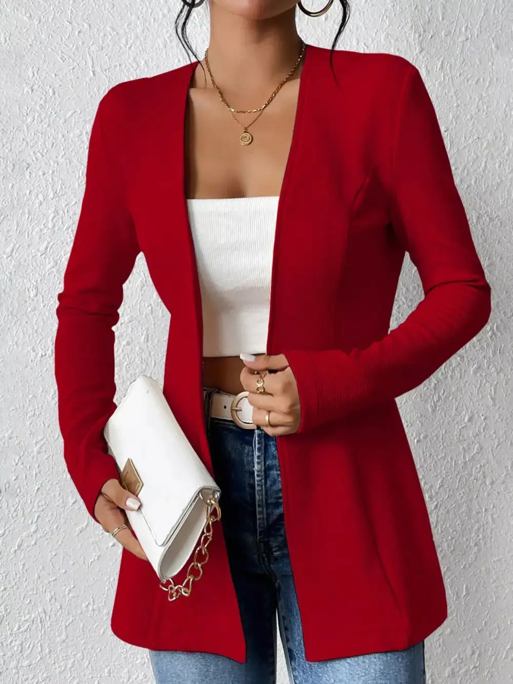 One Button Long Sleeve Blazer Easy Layering Piece