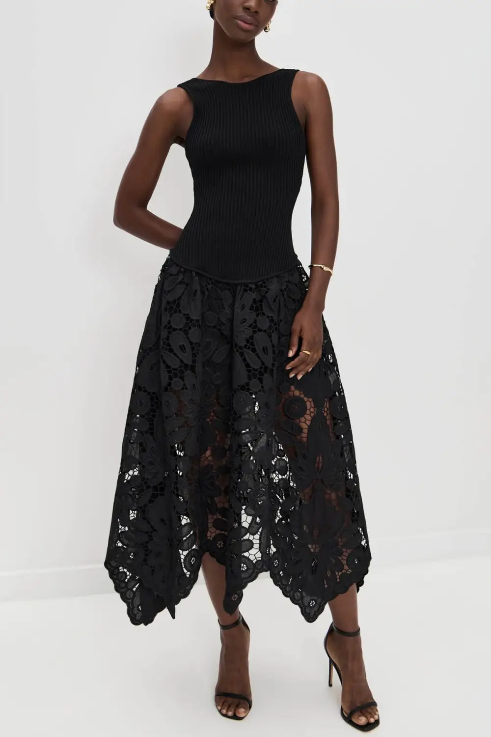 Lace Crochet Open Back Occasion Wear Midi Dress