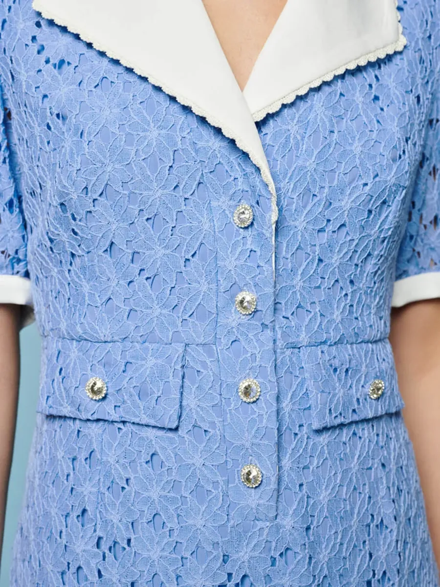 Crew Neck Regular Lace Midi Dress