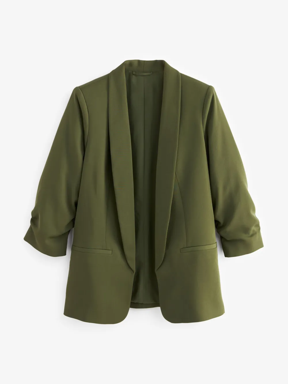 Khaki Green Pleated Sleeve Suit Jacket
