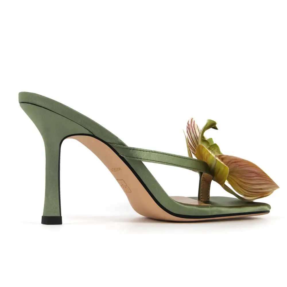 Square Toe Flower Thong Mule Sandals
