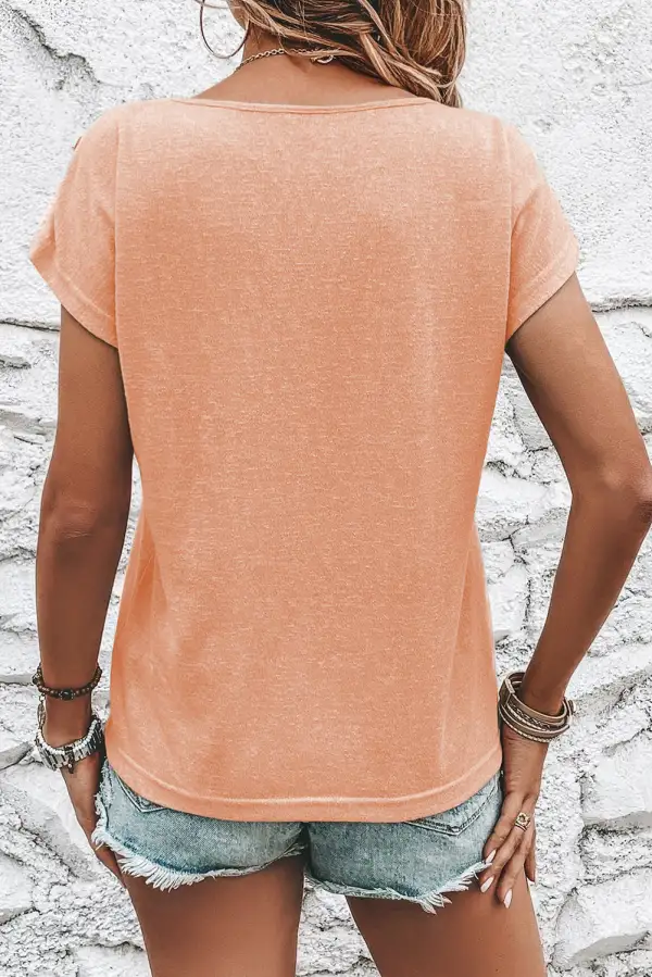 Apricot Pink Button Detail Batwing