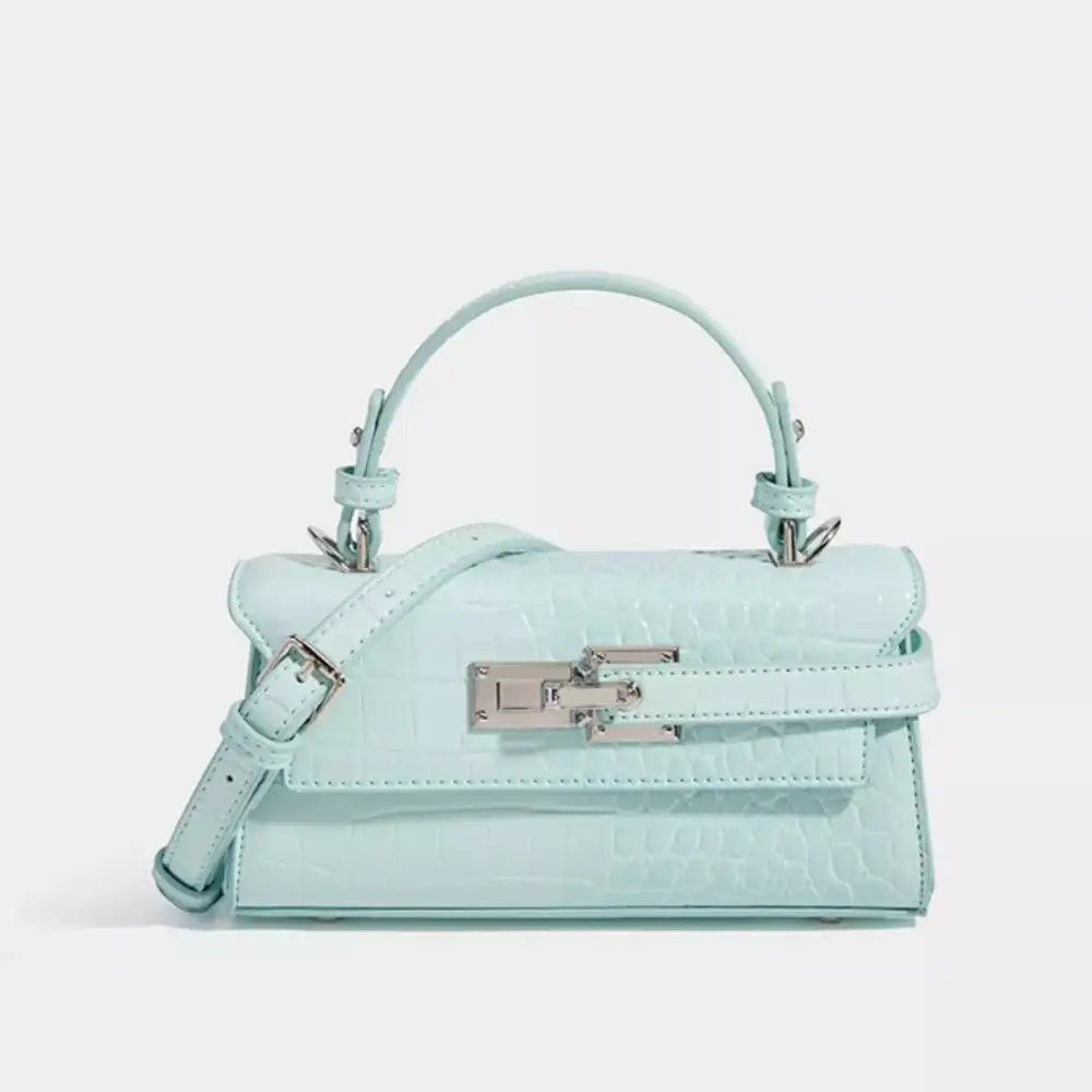 Crocodile Embossed Top Handle Crossbody Bag