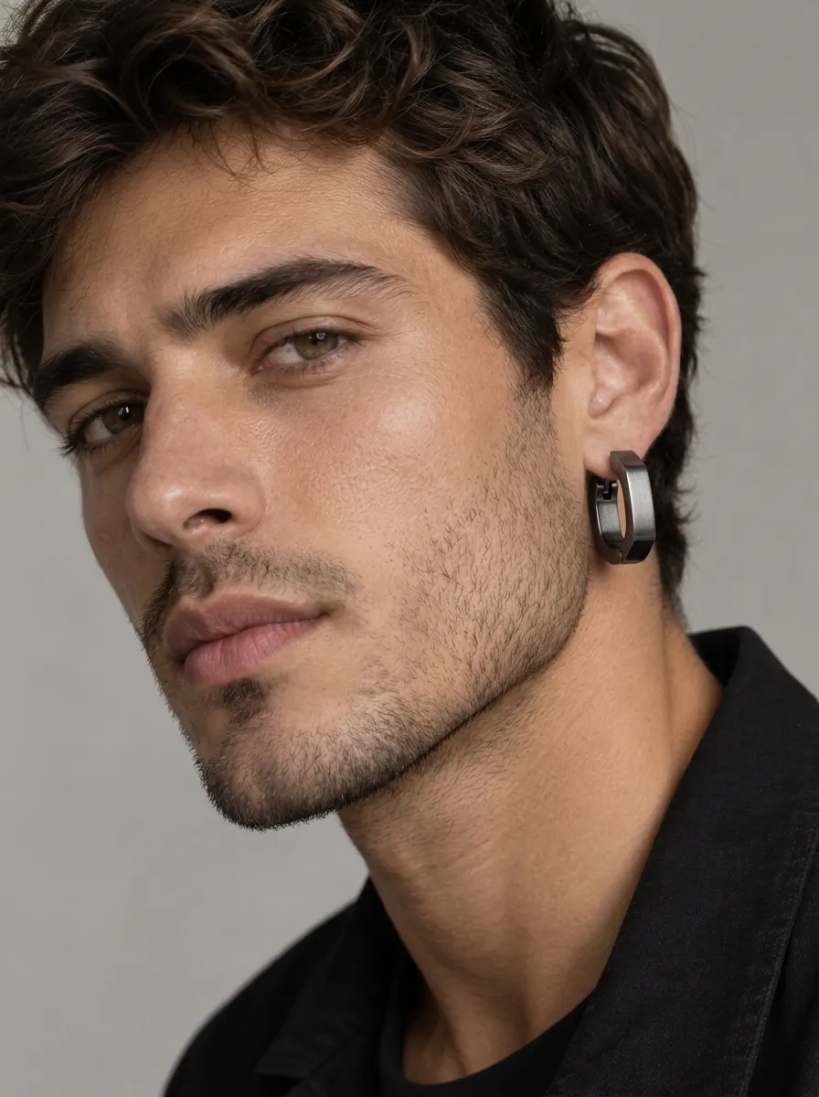 Men's Minimalist Geometric Hoop Earrings