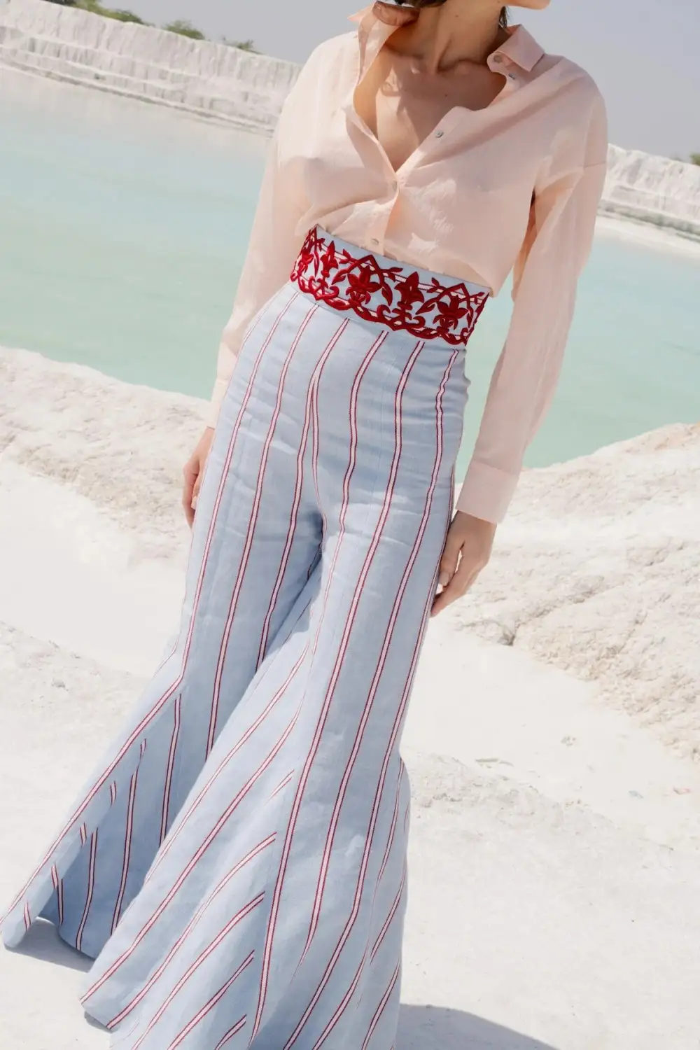 Wide-Leg Striped Pants