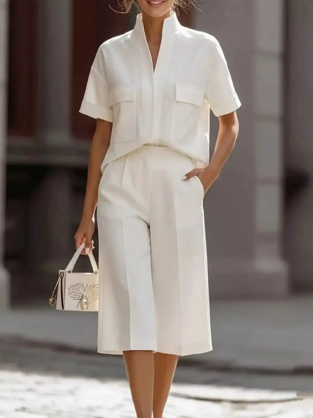 Full Size Short Sleeve Top and Wide Leg Pants