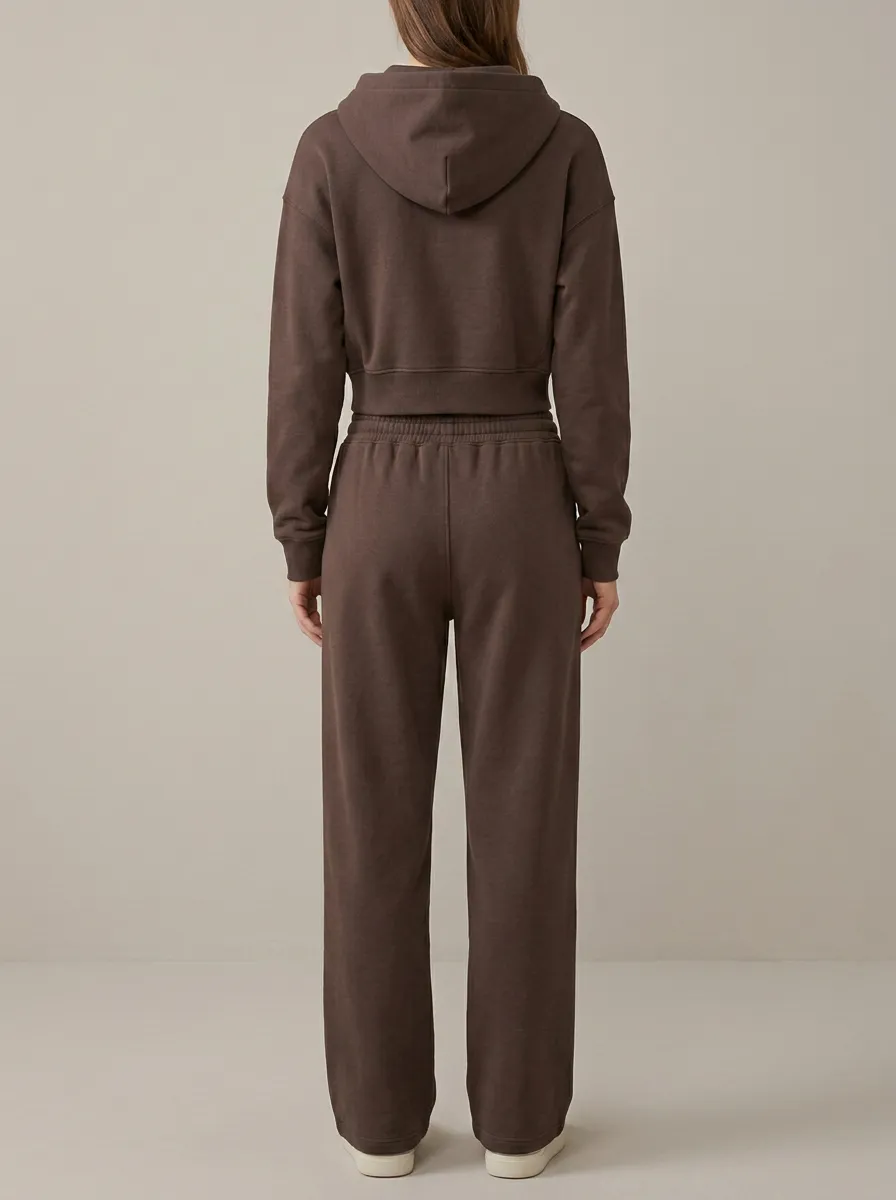 Cropped Zip-Up Minimal Women's Cropped Zip-Up Hoodie Jogger Active Set