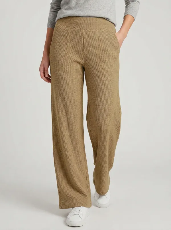 Women's Casual Lounge Waffle Knit Wide Leg Pants