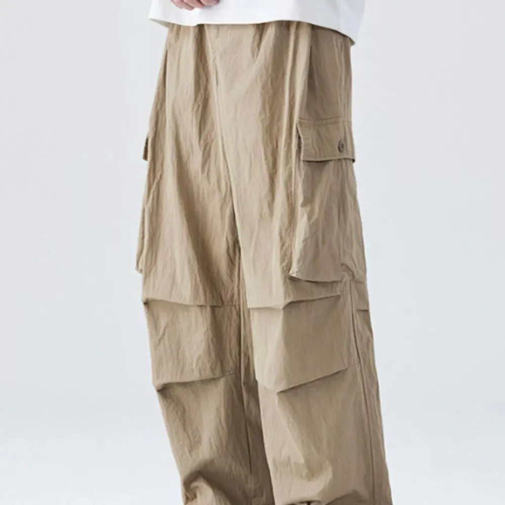 Pocketed Drawstring Wide Leg Cargo Pants