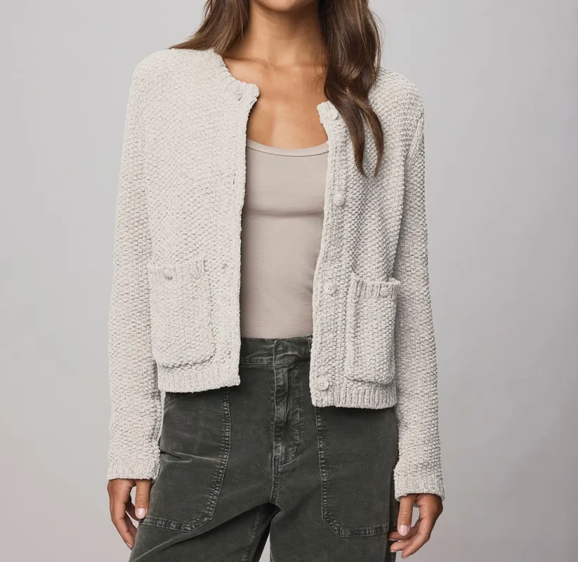 Relaxed Chenille Crop Cardigan