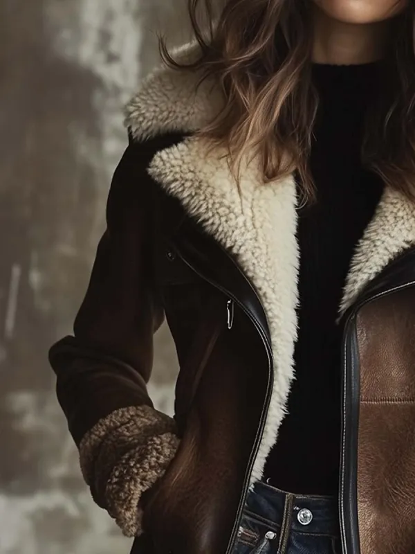Faux-Leather Vintage Boho Coat