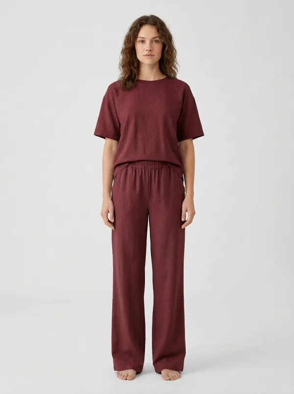Women's Relaxed Drop-Shoulder Top And Straight-Leg Trouser Lounge Set