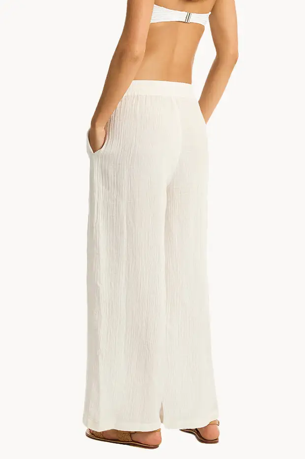 High Rise Gauze Wide Leg Pants