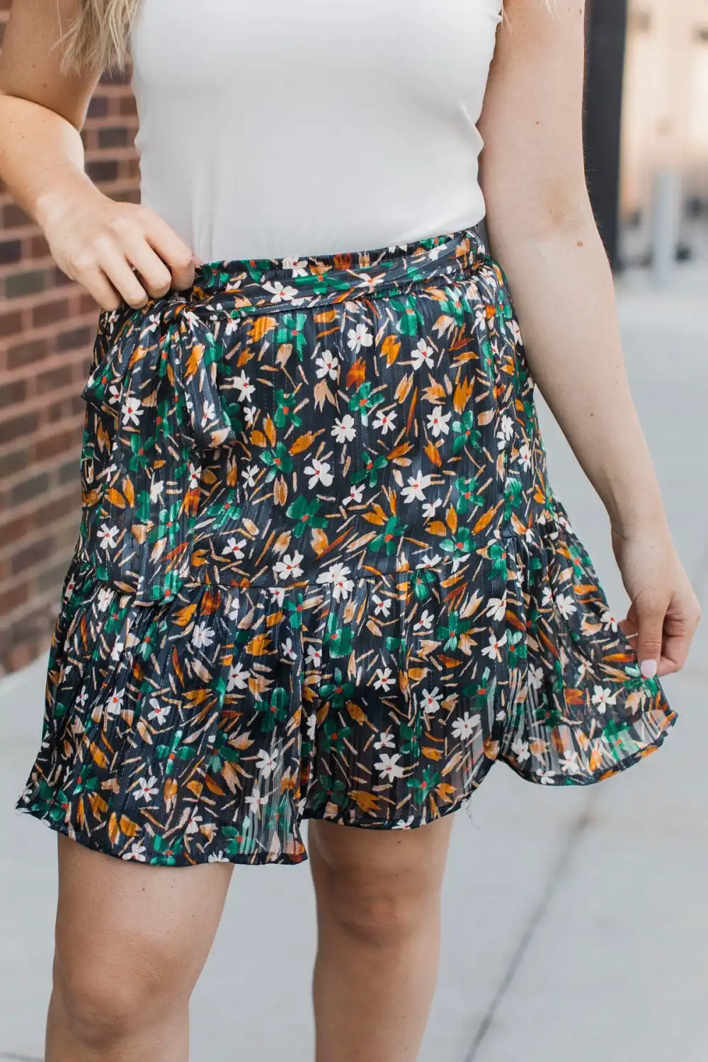 Elastic Waist Floral Everyday Classic Skirt