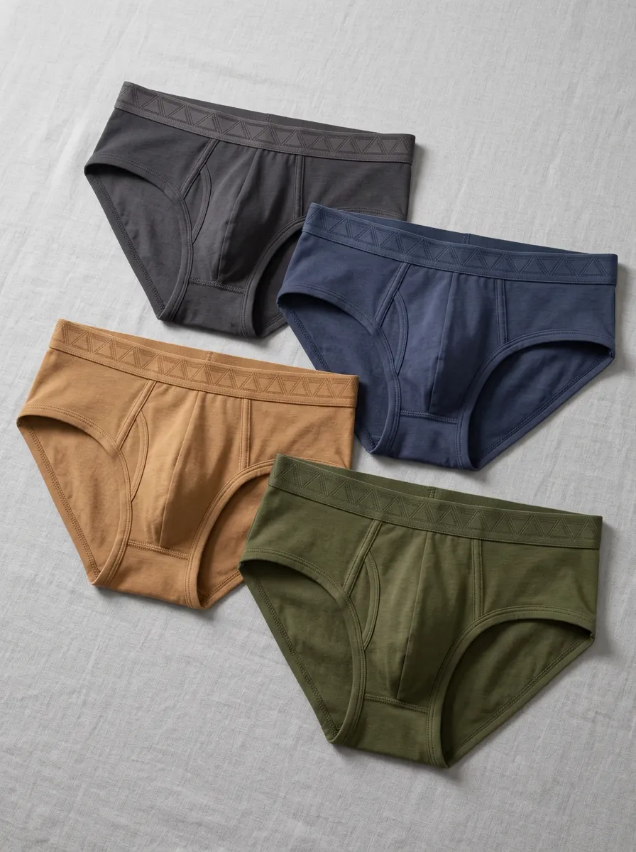 Men's Multi-Color Geometric Waistband Cotton Briefs 4-Pack