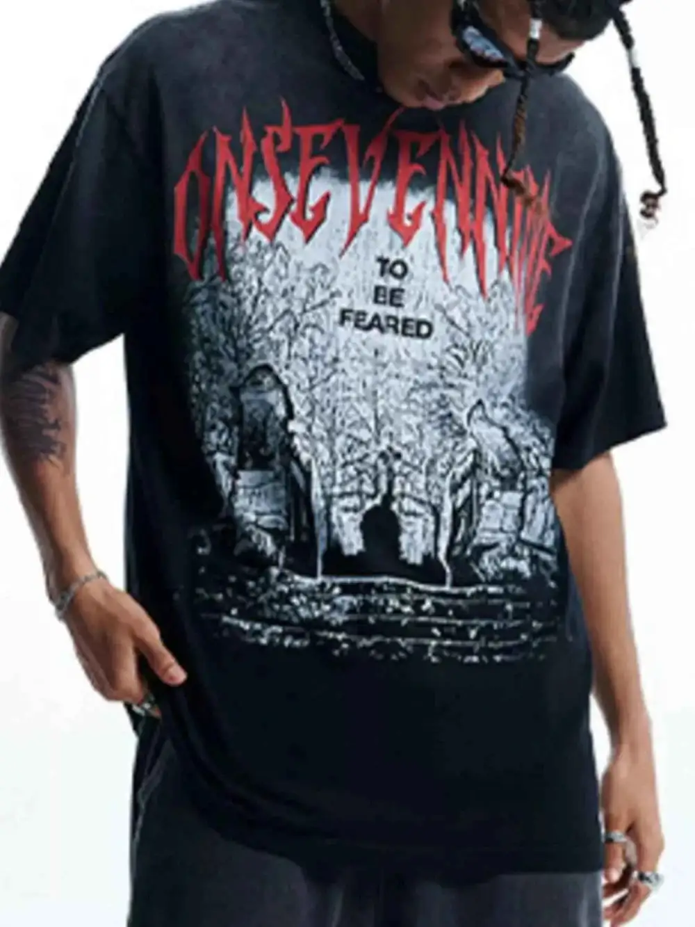 Washed Round Neck Graphic T-Shirt