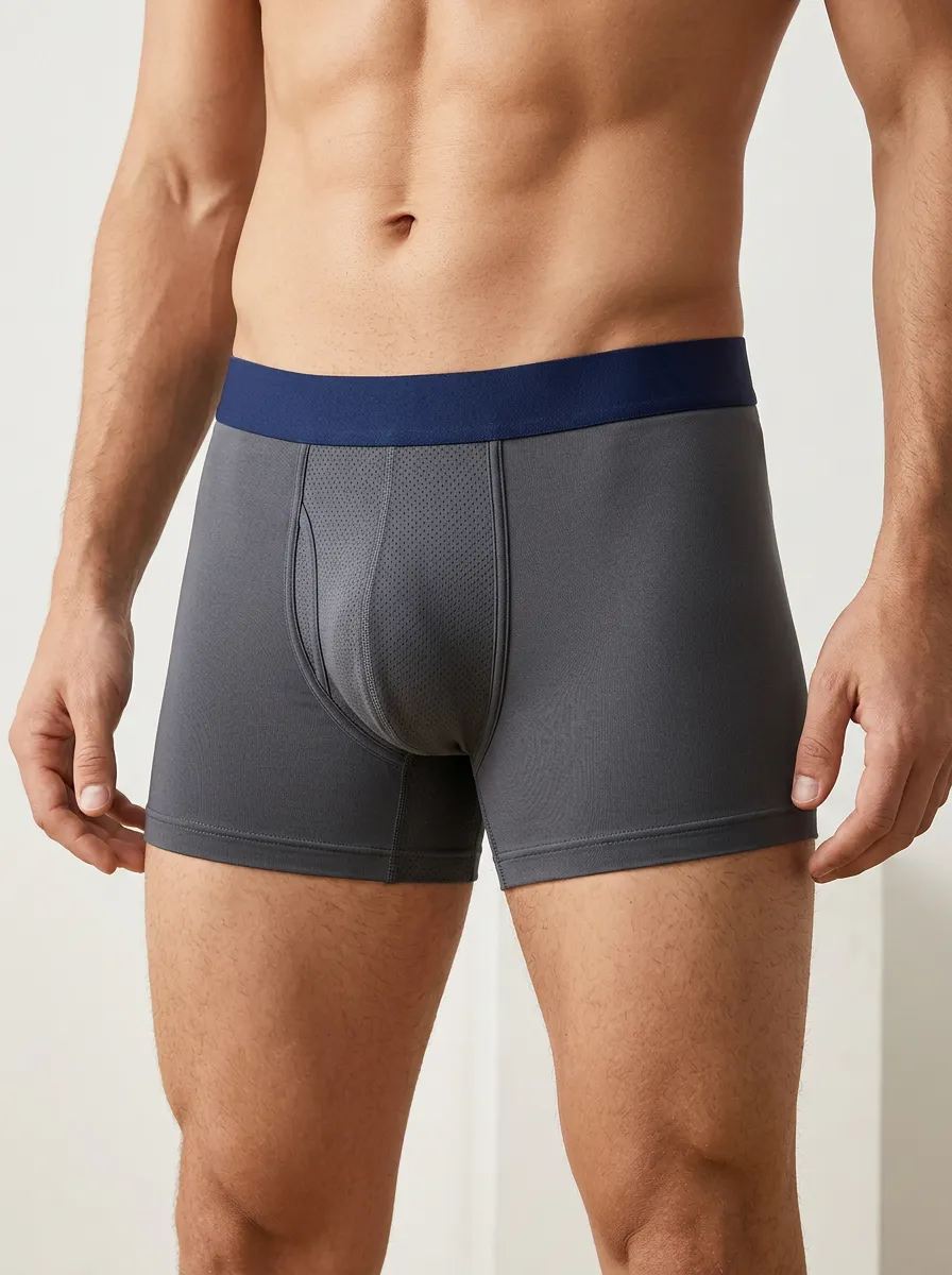 Men's Athletic Mesh Breathable Grey Boxer Briefs