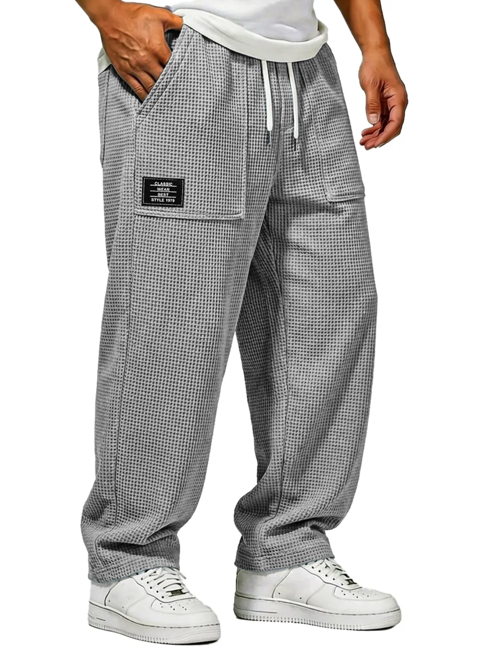 Textured Knit Pocket Relaxed Trousers