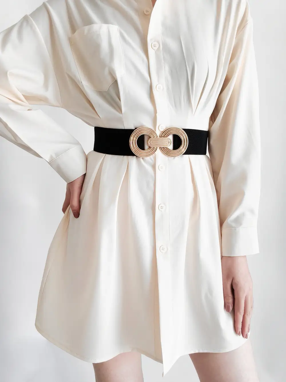 Geometric Buckle Wide Belt