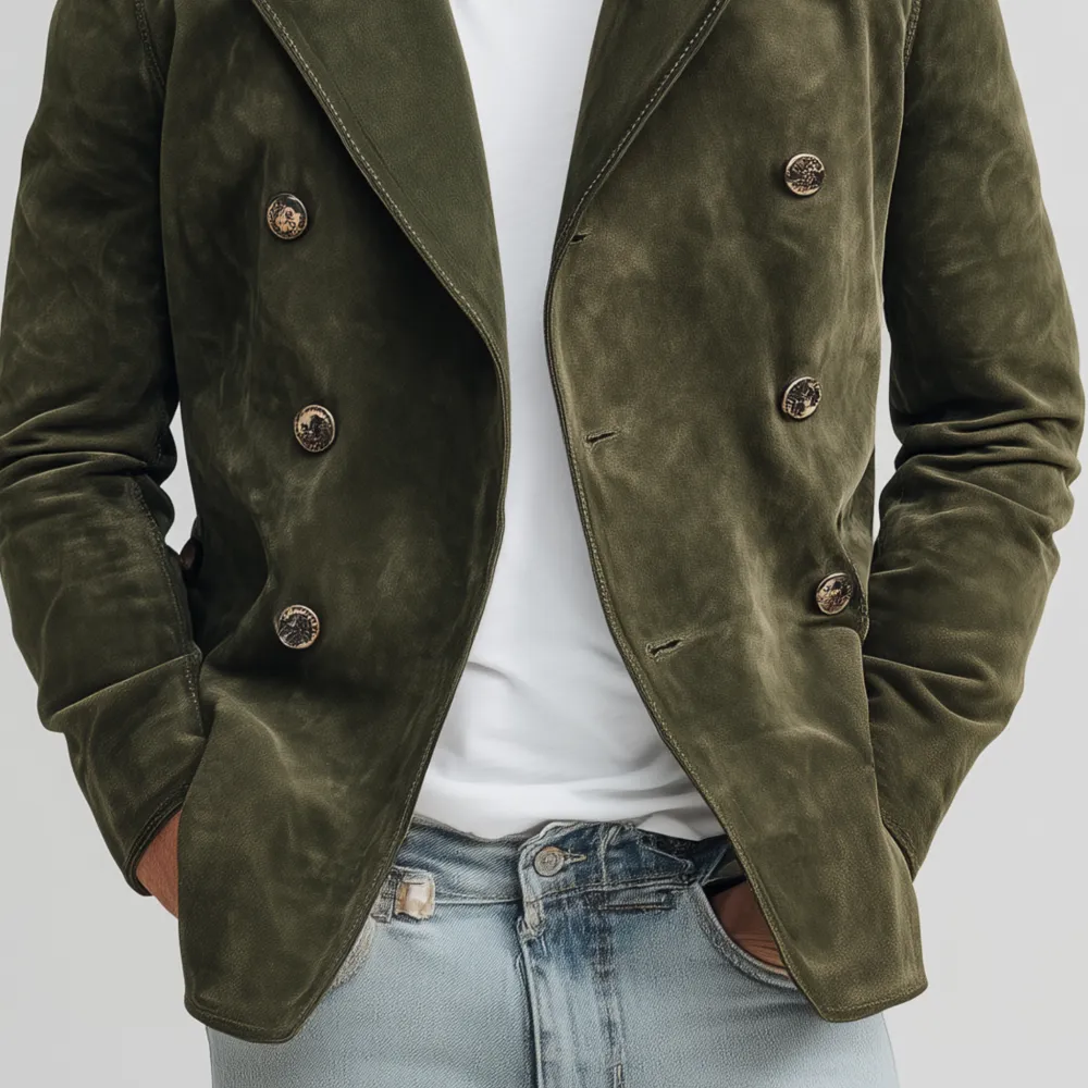 Buttoned Chore Suede Jacket