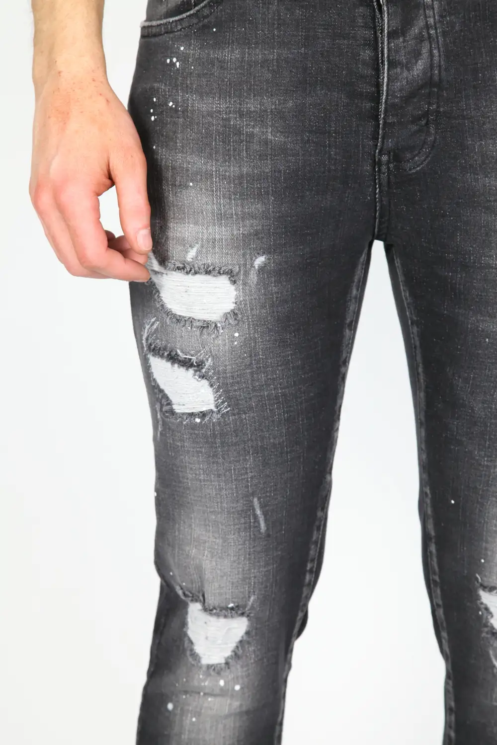 Modern Paint Detail Smart Fit Distressed Ripped Jeans