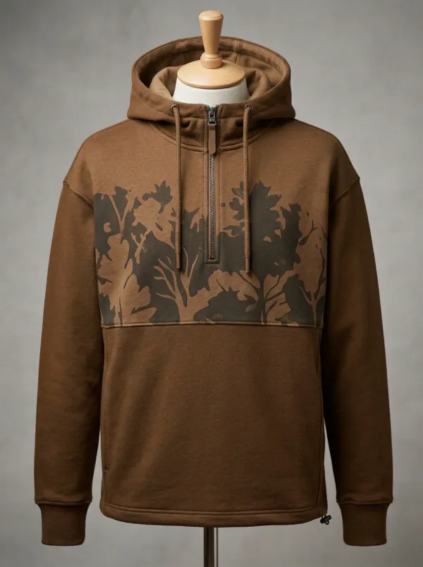 Men's Forest Silhouette Graphic Half-Zip Hoodie