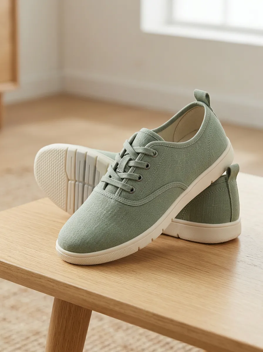 Women's Polished Lace-Up Canvas Shoes
