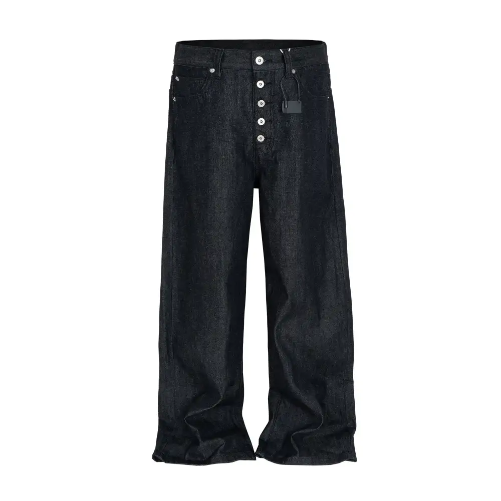 Multi-Button Wide Jeans