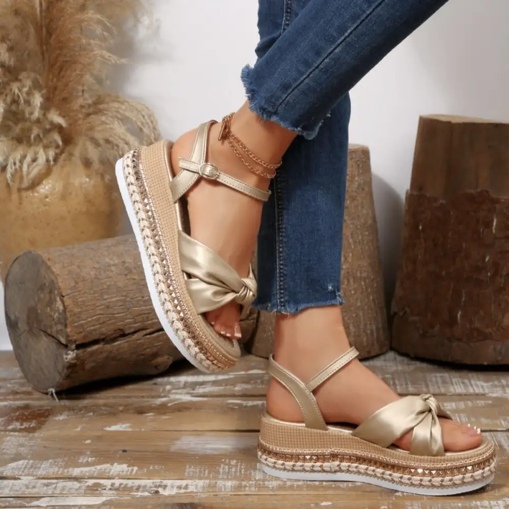 Bow Knot Platform Wedge Sandals