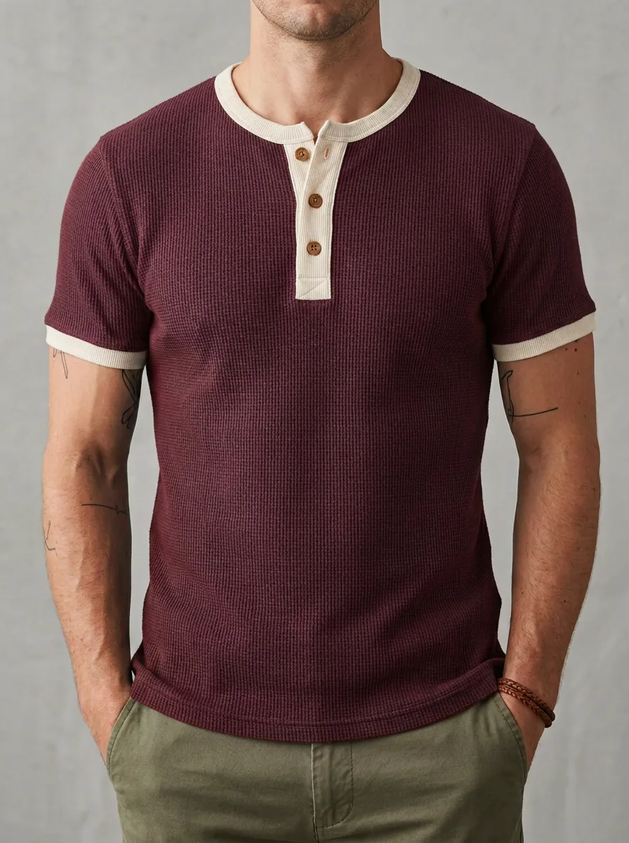 Modern Easy-Fit Men's Short-Sleeve Henley Shirt