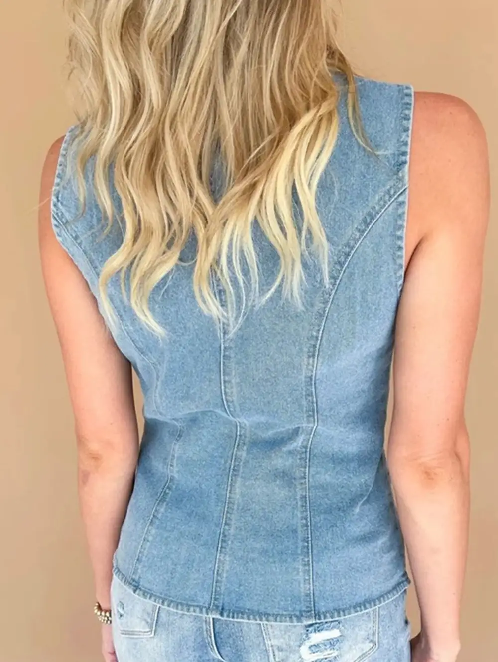 Denim Vest Sleeveless Single-Breasted Top