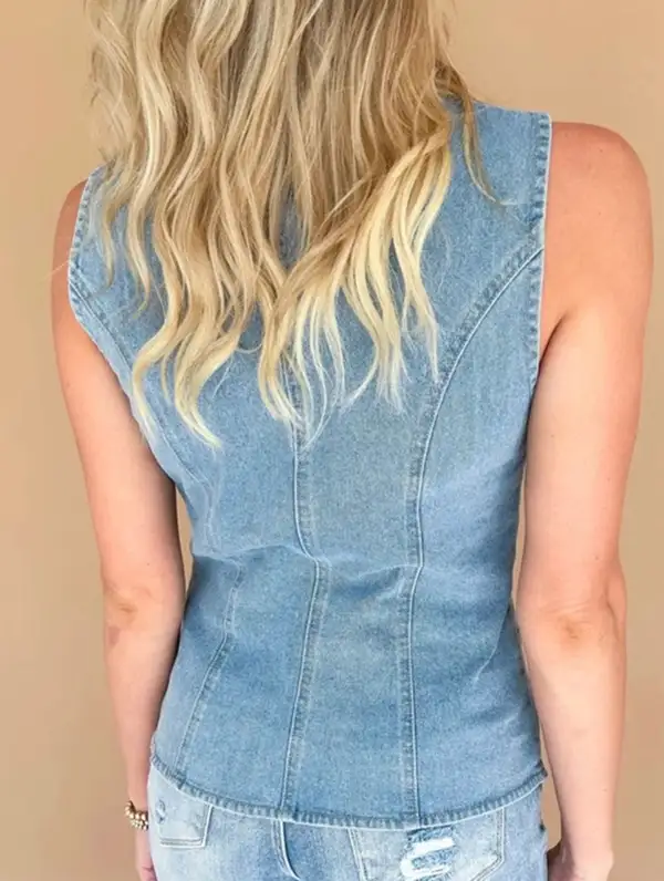 Denim Vest Sleeveless Single-Breasted Top